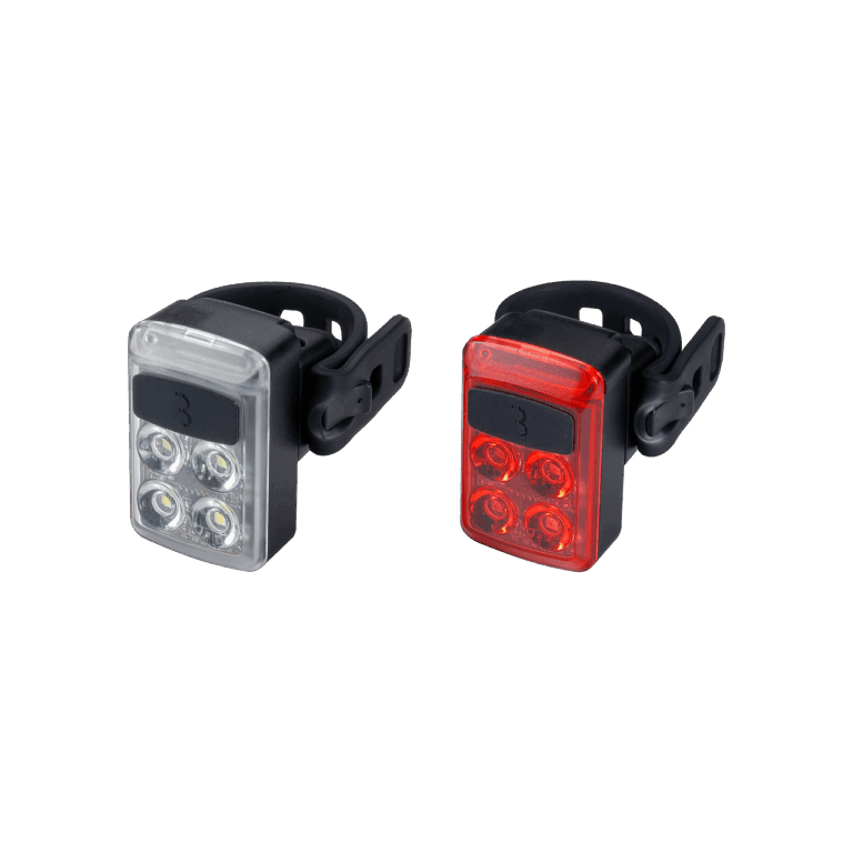 BBB Cycling kerékpáros lámpa szett BLS-237 Slide, 50 és 16 lumen (első és hátsó), 5 mód, micro USB tölthető 500mAh akku, gumis felfogatással